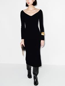 KHAITE Ribgebreide midi-jurk - Zwart