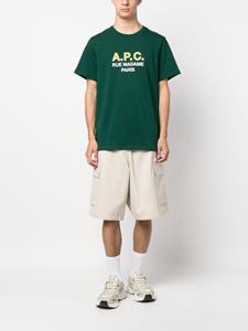 APC logo-print cotton T-shirt - Groen