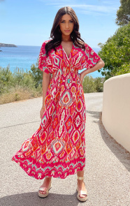 The Musthaves Maxi Dress Colorful Print Fuchsia