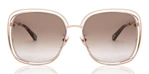 Chloé CHLOE CH0077SK | Damen-Sonnenbrille | Eckig | Fassung: Kunststoff Goldfarben | Glasfarbe: Braun