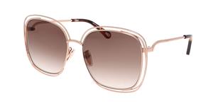 Chloé CHLOE CH0077SK | Damen-Sonnenbrille | Eckig | Fassung: Kunststoff Goldfarben | Glasfarbe: Grau