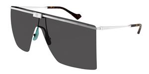 GUCCI GG1096S | Herren-Sonnenbrille | Monoscheibe | Fassung: Kunststoff Silberfarben | Glasfarbe: Grau