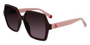 CALVIN KLEIN CKJ21629S | Damen-Sonnenbrille | Eckig | Fassung: Kunststoff Rot | Glasfarbe: Lila