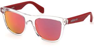 ADIDAS OR0057 | Herren-Sonnenbrille | Eckig | Fassung: Kunststoff Transparent | Glasfarbe: Rot