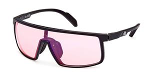ADIDAS SP0057 | Unisex-Sonnenbrille | Monoscheibe | Fassung: Kunststoff Schwarz | Glasfarbe: Rot