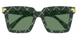 BOTTEGA VENETA BV1005S | Damen-Sonnenbrille | Eckig | Fassung: Kunststoff Grün | Glasfarbe: Grün