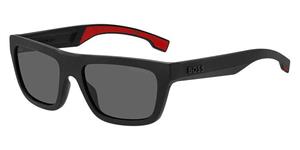 BOSS 1450/S | Herren-Sonnenbrille | Eckig | Fassung: Kunststoff Schwarz | Glasfarbe: Grau