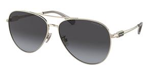 COACH HC7140 | Damen-Sonnenbrille | Pilot | Fassung: Kunststoff Goldfarben | Glasfarbe: Grau