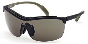 ADIDAS SP0043 | Unisex-Sonnenbrille | Monoscheibe | Fassung: Kunststoff Schwarz | Glasfarbe: Grün