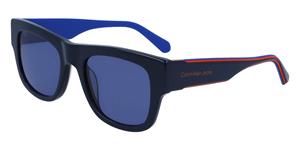 CALVIN KLEIN JEANS CKJ 22637S | Unisex-Sonnenbrille | Eckig | Fassung: Kunststoff Blau | Glasfarbe: Blau