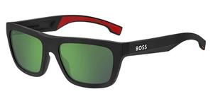 BOSS 1450/S | Herren-Sonnenbrille | Eckig | Fassung: Kunststoff Schwarz | Glasfarbe: Grün