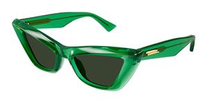 BOTTEGA VENETA BV1101S | Damen-Sonnenbrille | Butterfly | Fassung: Kunststoff Grün | Glasfarbe: Grün