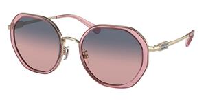 COACH HC7141 | Damen-Sonnenbrille | Mehreckig | Fassung: Kunststoff Goldfarben | Glasfarbe: Lila