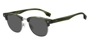 BOSS 1381/S | Herren-Sonnenbrille | Browline | Fassung: Kunststoff Grau | Glasfarbe: Grau