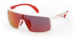 ADIDAS SP0057 | Unisex-Sonnenbrille | Monoscheibe | Fassung: Kunststoff Weiß | Glasfarbe: Rot