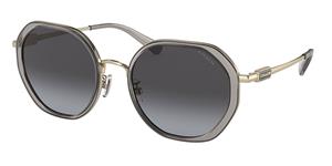 COACH HC7141 | Damen-Sonnenbrille | Mehreckig | Fassung: Kunststoff Goldfarben | Glasfarbe: Grau