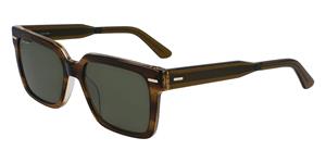 CALVIN KLEIN CK22535S | Herren-Sonnenbrille | Eckig | Fassung: Kunststoff Braun | Glasfarbe: Grün