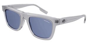 MONTBLANC MB0176S | Herren-Sonnenbrille | Eckig | Fassung: Kunststoff Grau | Glasfarbe: Blau