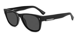 DSQUARED2 D2 0046/S | Herren-Sonnenbrille | Eckig | Fassung: Kunststoff Schwarz | Glasfarbe: Grau