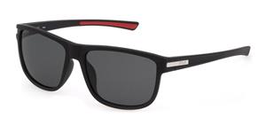 FILA FIASFI302 | Herren-Sonnenbrille | Eckig | Fassung: Kunststoff Schwarz | Glasfarbe: Grau