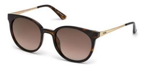 GUESS GU7503 | Damen-Sonnenbrille | Rund | Fassung: Kunststoff Braun | Glasfarbe: Braun