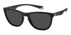 POLAROID PLD 2133/S | Unisex-Sonnenbrille | Panto | Fassung: Kunststoff Schwarz | Glasfarbe: Grau