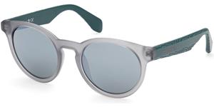 ADIDAS OR0056 | Unisex-Sonnenbrille | Panto | Fassung: Kunststoff Grau | Glasfarbe: Braun / Grün / Silberfarben