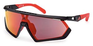 ADIDAS SP0054 | Unisex-Sonnenbrille | Monoscheibe | Fassung: Kunststoff Schwarz | Glasfarbe: Rot
