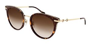 GUCCI GG1015SK | Damen-Sonnenbrille | Panto | Fassung: Kunststoff Havanna | Glasfarbe: Braun