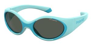 POLAROID PLD 8037/S | Kinder-Sonnenbrille | Oval | Fassung: Kunststoff Blau | Glasfarbe: Grau