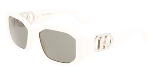 KARL LAGERFELD KL6085S | Damen-Sonnenbrille | Mehreckig | Fassung: Kunststoff Weiß | Glasfarbe: Grau