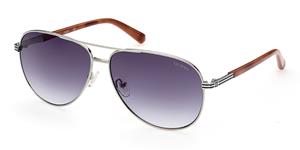 GUESS GU00043 | Unisex-Sonnenbrille | Pilot | Fassung: Kunststoff Silberfarben | Glasfarbe: Grau