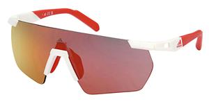 ADIDAS SP0062 | Unisex-Sonnenbrille | Monoscheibe | Fassung: Kunststoff Weiß | Glasfarbe: Rot