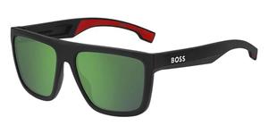 BOSS 1451/S | Herren-Sonnenbrille | Eckig | Fassung: Kunststoff Schwarz | Glasfarbe: Grün