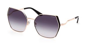 GUESS GU7843 | Damen-Sonnenbrille | Butterfly | Fassung: Kunststoff Goldfarben | Glasfarbe: Grau