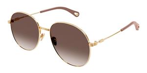Chloé CHLOE CH0178S | Damen-Sonnenbrille | Rund | Fassung: Kunststoff Goldfarben | Glasfarbe: Braun