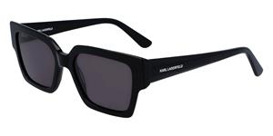 KARL LAGERFELD KL6089S | Unisex-Sonnenbrille | Eckig | Fassung: Kunststoff Schwarz | Glasfarbe: Grau