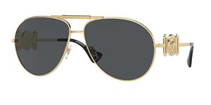 VERSACE VE2249 | Unisex-Sonnenbrille | Pilot | Fassung: Kunststoff Goldfarben | Glasfarbe: Grau