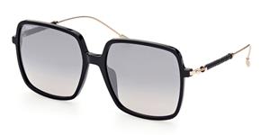 TOD'S TO0321 | Damen-Sonnenbrille | Eckig | Fassung: Kunststoff Schwarz | Glasfarbe: Grau