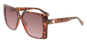 CALVIN KLEIN CKJ22607S | Damen-Sonnenbrille | Eckig | Fassung: Kunststoff Havanna | Glasfarbe: Braun