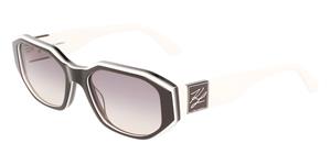 KARL LAGERFELD KL6073S | Damen-Sonnenbrille | Eckig | Fassung: Kunststoff Schwarz | Glasfarbe: Grau