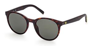 GUESS GU00023 | Damen-Sonnenbrille | Butterfly | Fassung: Kunststoff Havanna | Glasfarbe: Grün / Grau