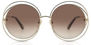 Chloé CHLOE CH0045S | Damen-Sonnenbrille | Rund | Fassung: Kunststoff Goldfarben | Glasfarbe: Braun