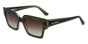 KARL LAGERFELD KL6089S | Unisex-Sonnenbrille | Eckig | Fassung: Kunststoff Grün | Glasfarbe: Braun