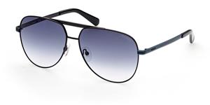 GUESS GU00027 | Unisex-Sonnenbrille | Pilot | Fassung: Kunststoff Schwarz | Glasfarbe: Blau