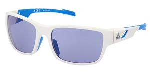 ADIDAS SP0069 | Unisex-Sonnenbrille | Eckig | Fassung: Kunststoff Weiß | Glasfarbe: Blau