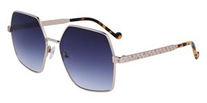 LIU JO LJ152S | Damen-Sonnenbrille | Mehreckig | Fassung: Kunststoff Goldfarben | Glasfarbe: Blau / Grau