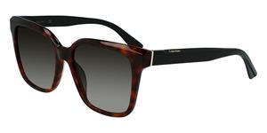 CALVIN KLEIN CK21530S | Damen-Sonnenbrille | Eckig | Fassung: Kunststoff Havanna | Glasfarbe: Braun