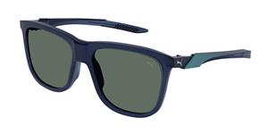 PUMA PU0360S | Herren-Sonnenbrille | Eckig | Fassung: Kunststoff Blau | Glasfarbe: Grün