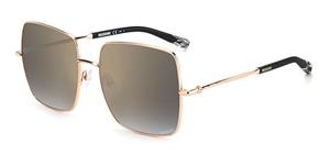 MISSONI 0096/S | Damen-Sonnenbrille | Eckig | Fassung: Kunststoff Goldfarben | Glasfarbe: Grau